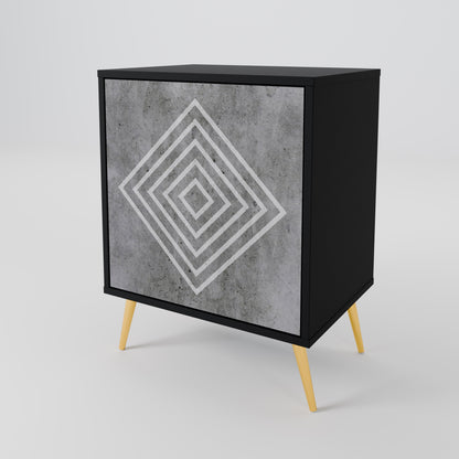 Credenza POLYGONAL ARTISTRY a 1 anta con finitura nera