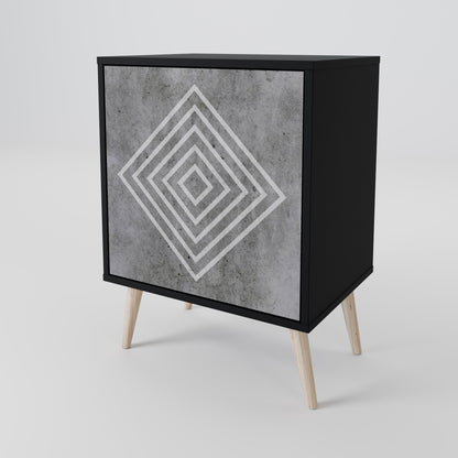 Credenza POLYGONAL ARTISTRY a 1 anta con finitura nera