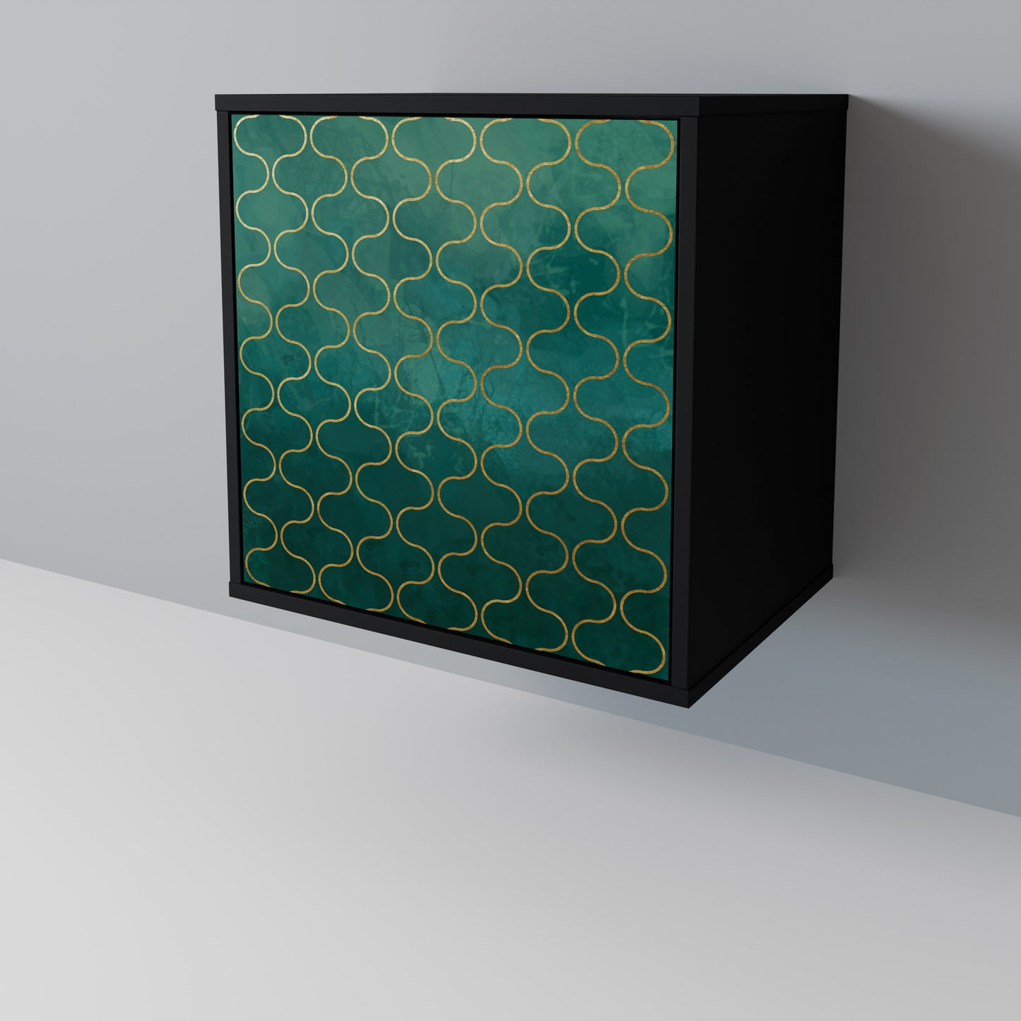 Credenza TESSELATED GREENERY a 1 anta con finitura nera