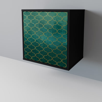 Credenza TESSELATED GREENERY a 1 anta con finitura nera