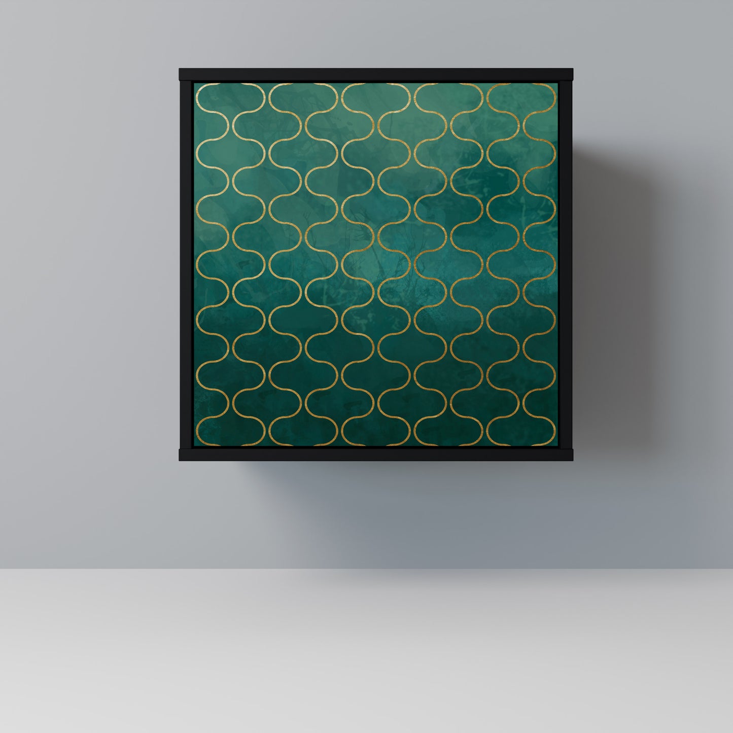 Credenza TESSELATED GREENERY a 1 anta con finitura nera