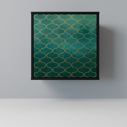 Credenza TESSELATED GREENERY a 1 anta con finitura nera