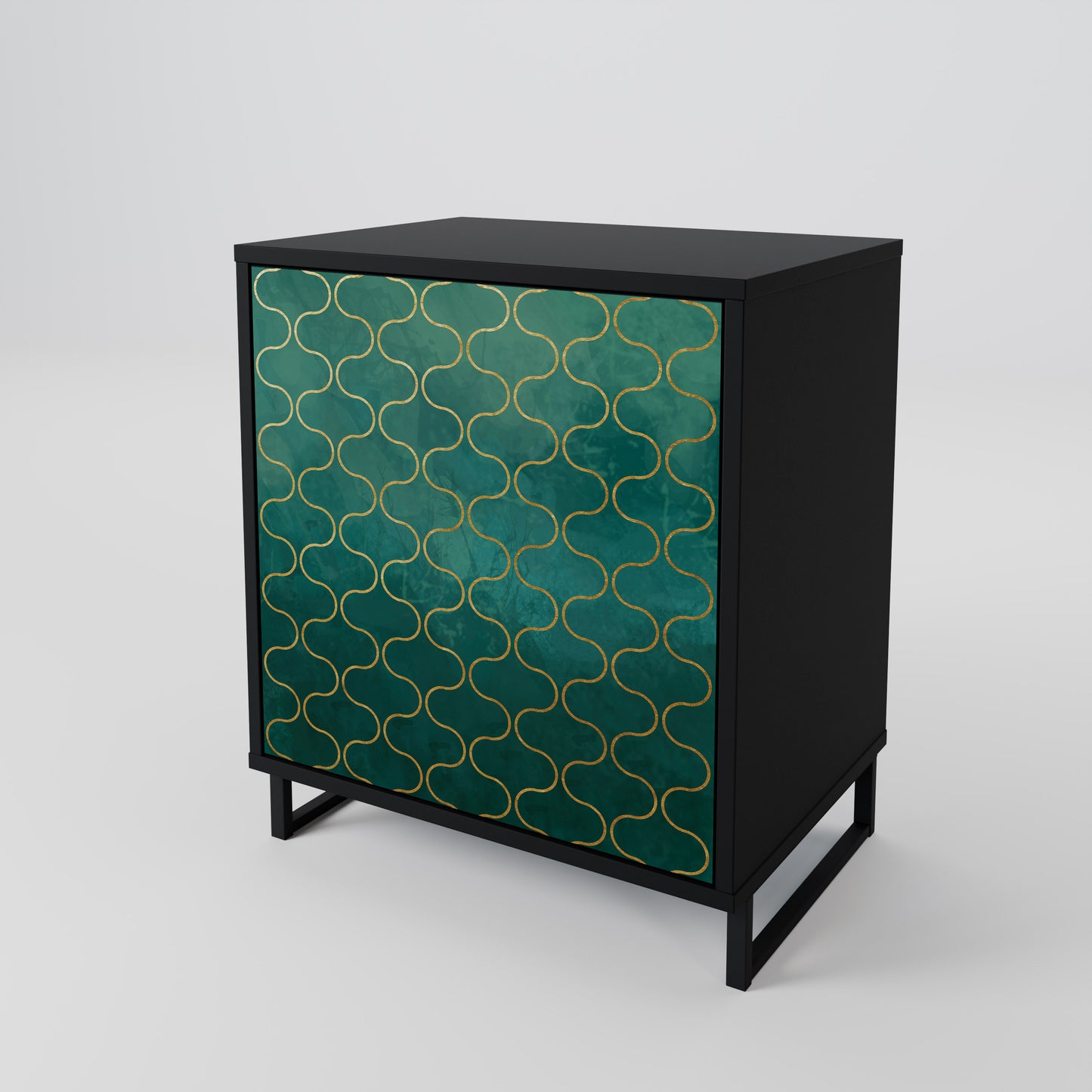 Credenza TESSELATED GREENERY a 1 anta con finitura nera