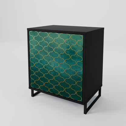 Credenza TESSELATED GREENERY a 1 anta con finitura nera