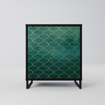 Credenza TESSELATED GREENERY a 1 anta con finitura nera