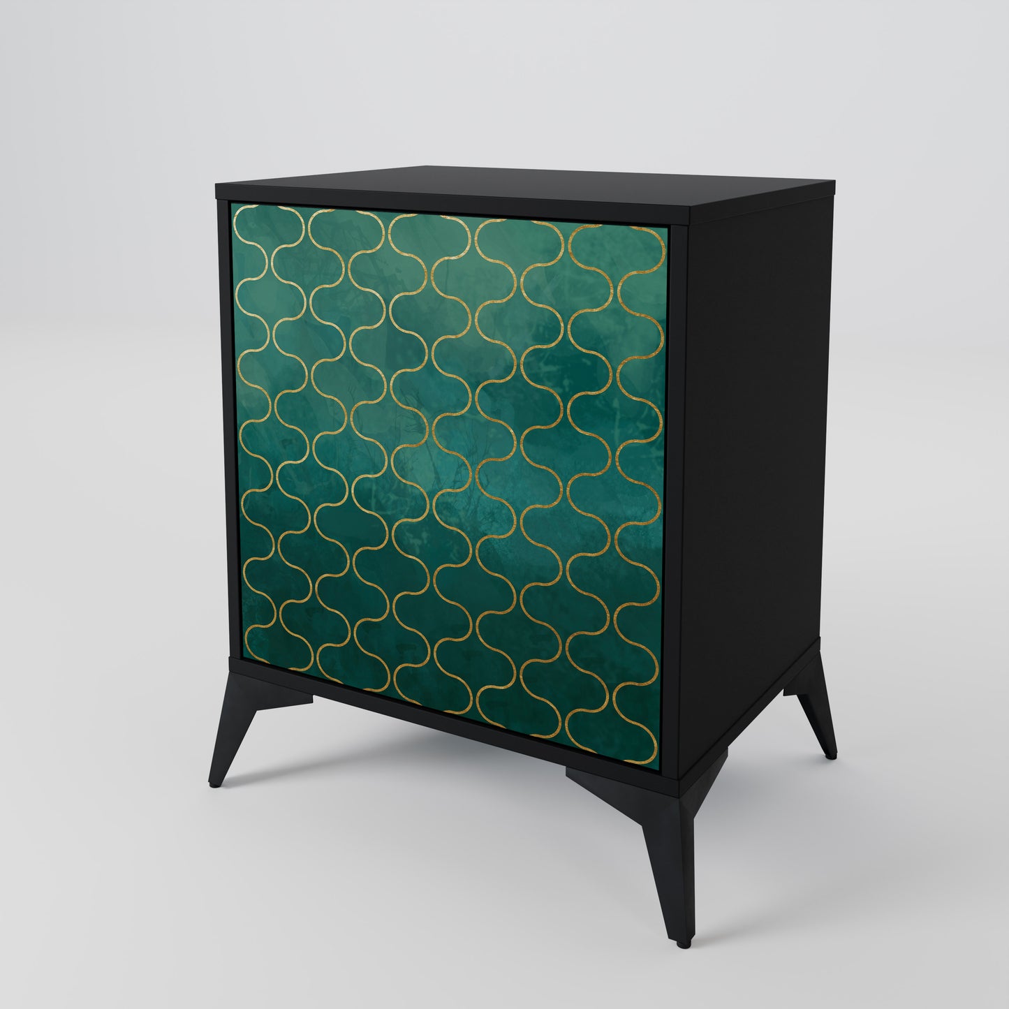 Credenza TESSELATED GREENERY a 1 anta con finitura nera