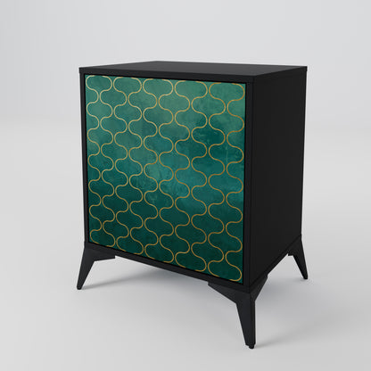 Credenza TESSELATED GREENERY a 1 anta con finitura nera