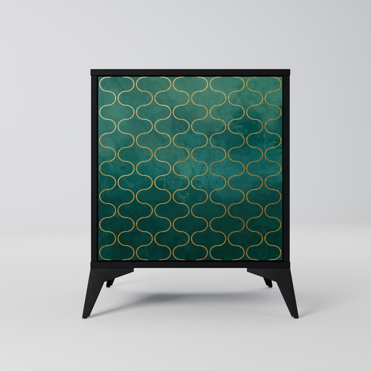 Credenza TESSELATED GREENERY a 1 anta con finitura nera