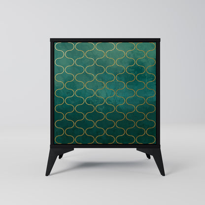 Credenza TESSELATED GREENERY a 1 anta con finitura nera