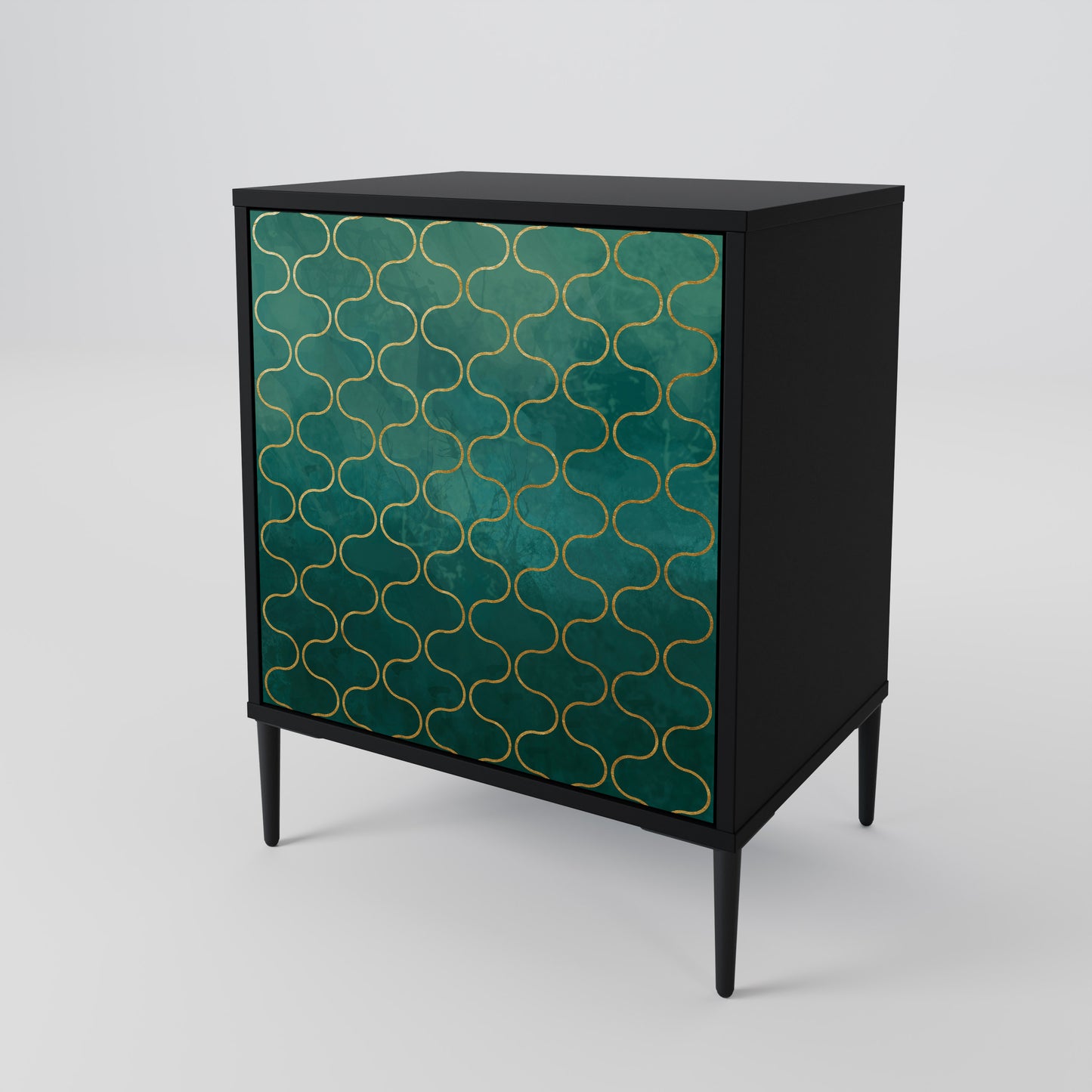 Credenza TESSELATED GREENERY a 1 anta con finitura nera