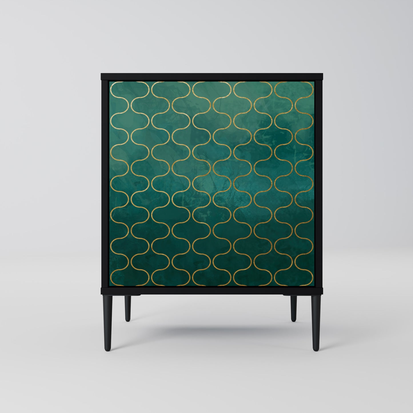 Credenza TESSELATED GREENERY a 1 anta con finitura nera