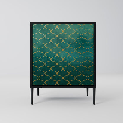 Credenza TESSELATED GREENERY a 1 anta con finitura nera