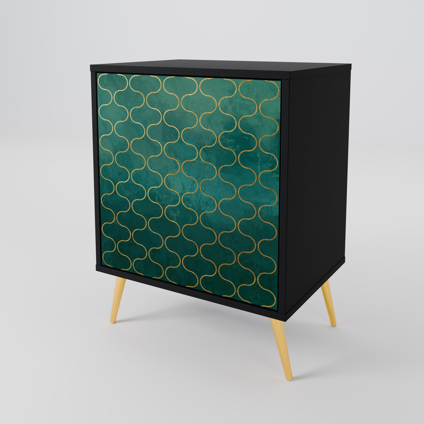 Credenza TESSELATED GREENERY a 1 anta con finitura nera