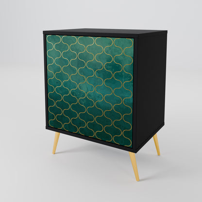 Credenza TESSELATED GREENERY a 1 anta con finitura nera