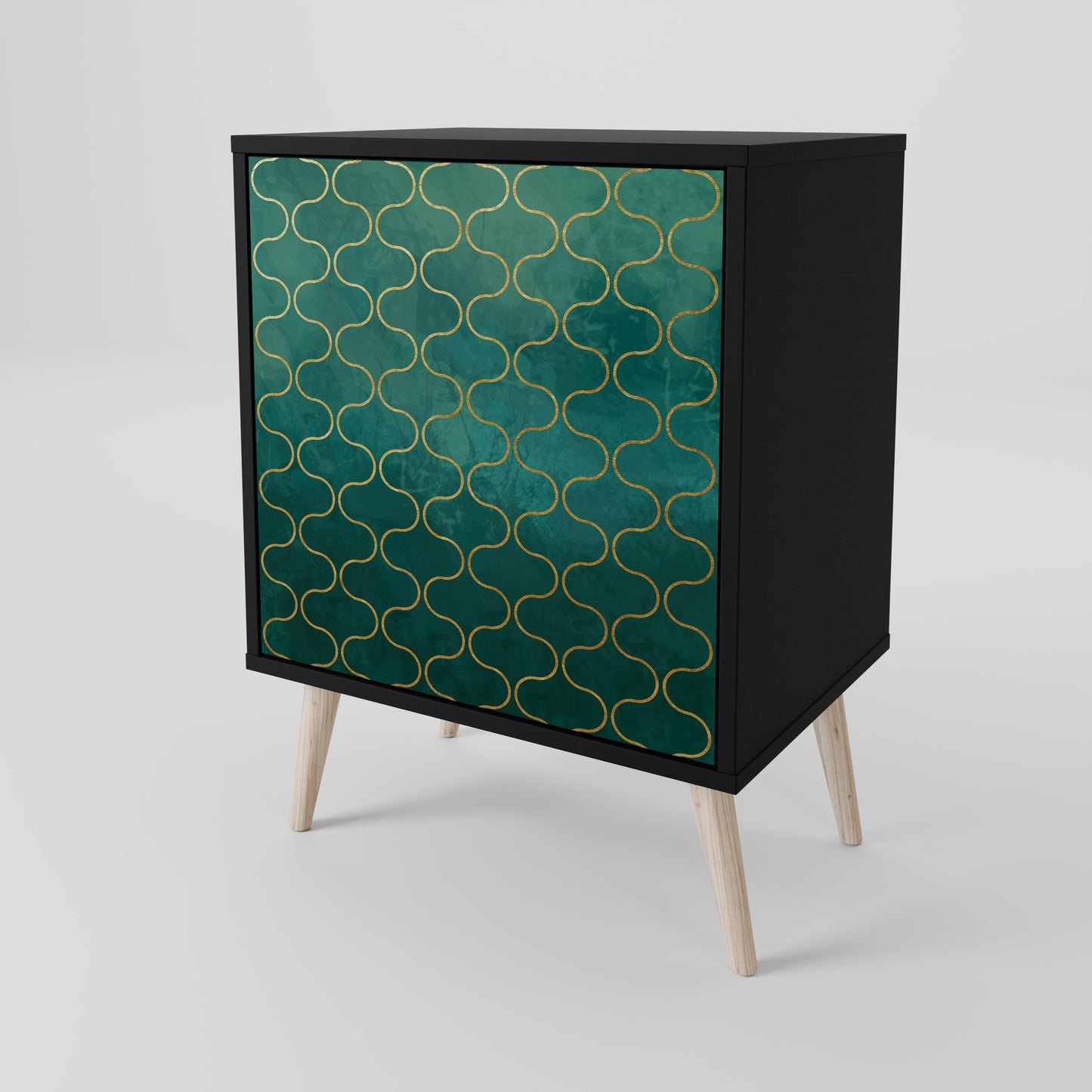 Credenza TESSELATED GREENERY a 1 anta con finitura nera