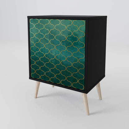 Credenza TESSELATED GREENERY a 1 anta con finitura nera