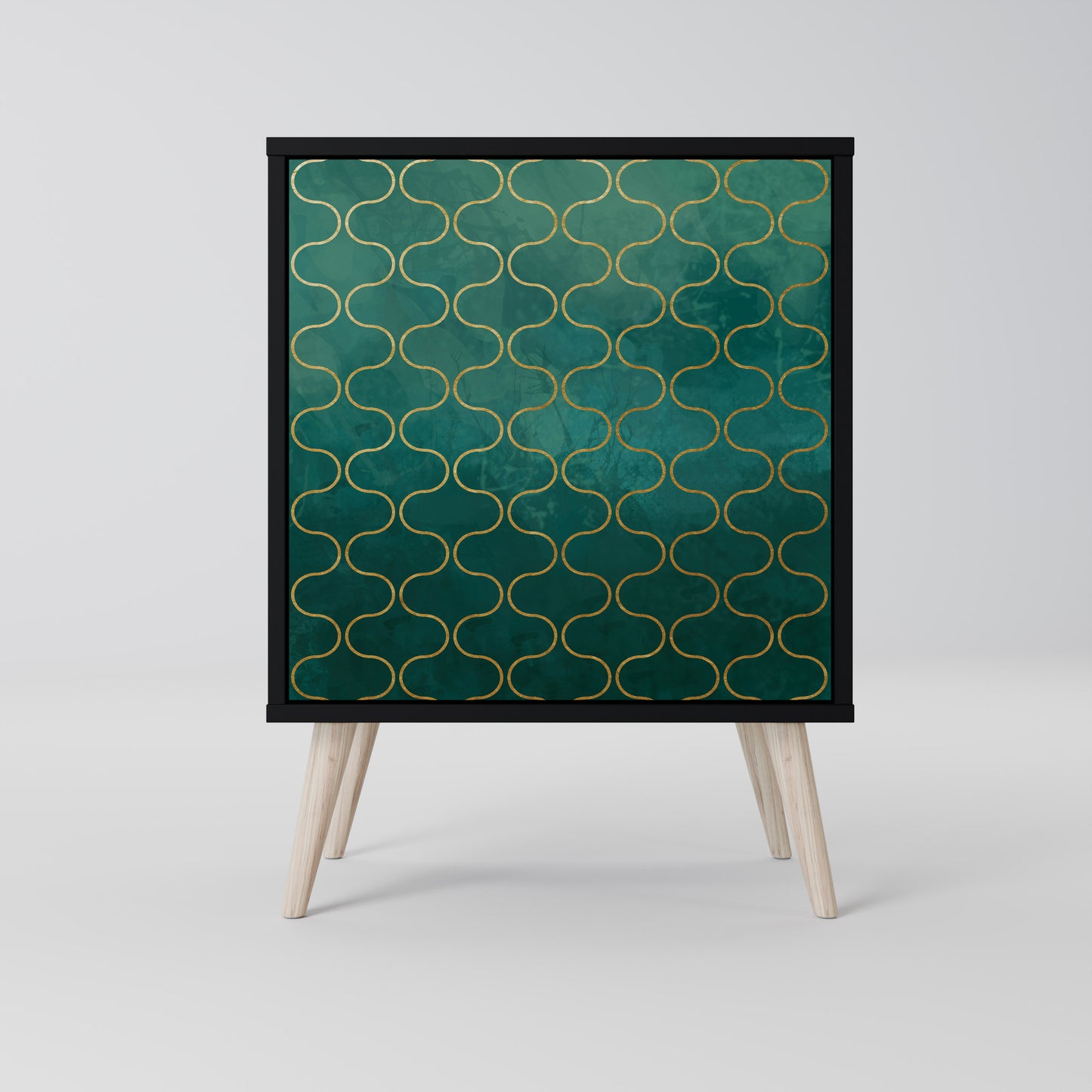 Credenza TESSELATED GREENERY a 1 anta con finitura nera