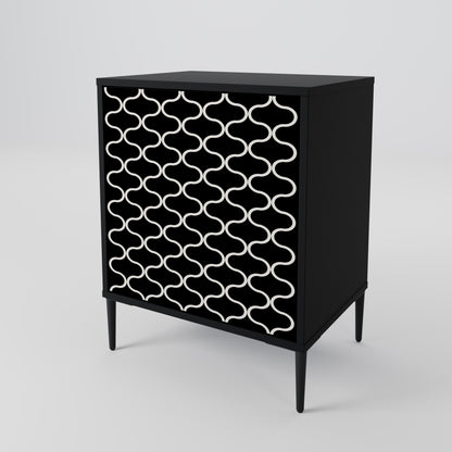 TESSELATED BLACKNESS 1-Door Sideboard in Black Finish