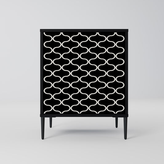 TESSELATED BLACKNESS 1-Door Sideboard in Black Finish