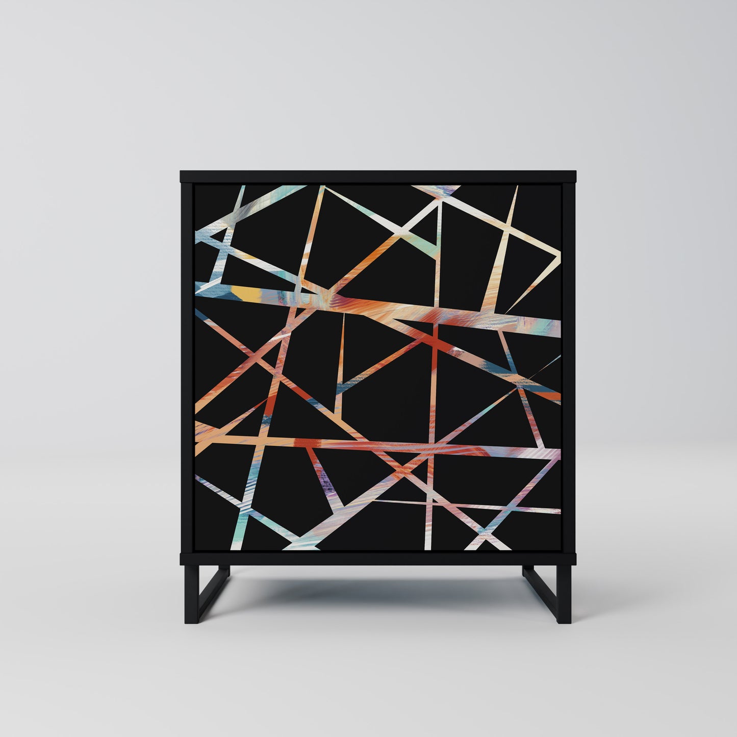 Credenza POLYGON VERVE a 1 anta con finitura nera