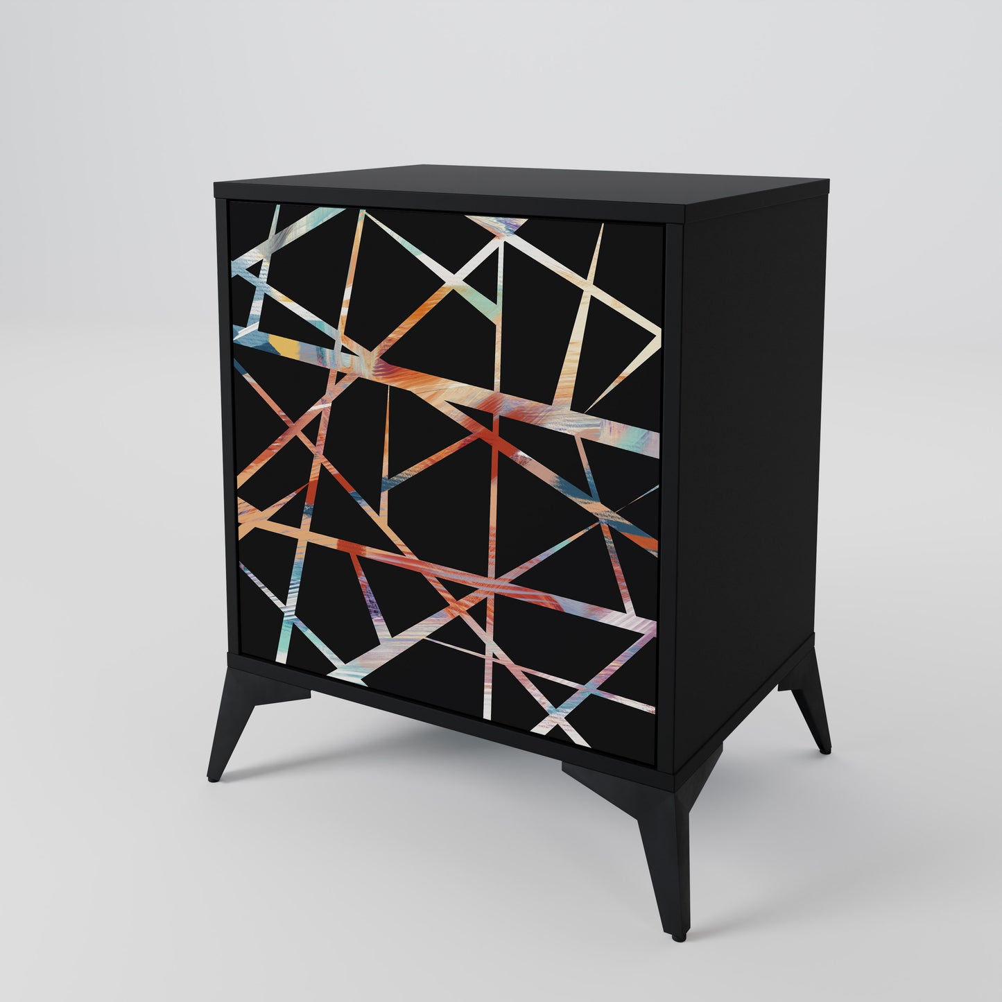 Credenza POLYGON VERVE a 1 anta con finitura nera