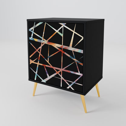Credenza POLYGON VERVE a 1 anta con finitura nera