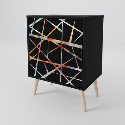 Credenza POLYGON VERVE a 1 anta con finitura nera