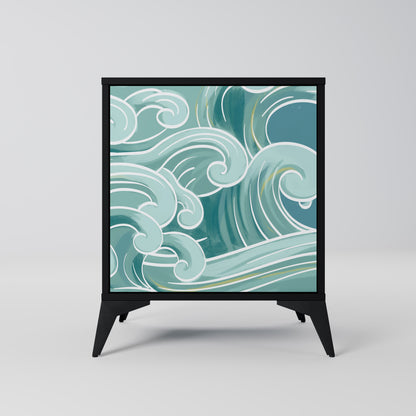 Credenza ASIAN SWAY a 1 anta con finitura nera