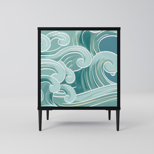 Credenza ASIAN SWAY a 1 anta con finitura nera