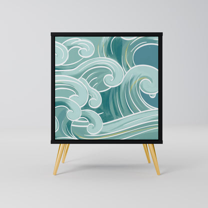 Credenza ASIAN SWAY a 1 anta con finitura nera