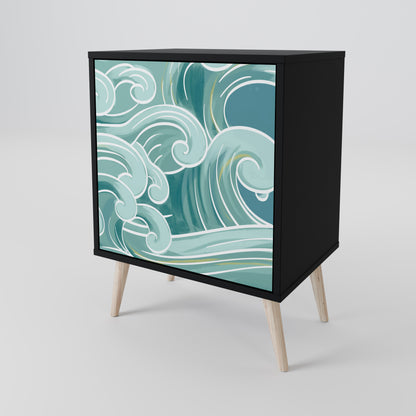 Credenza ASIAN SWAY a 1 anta con finitura nera