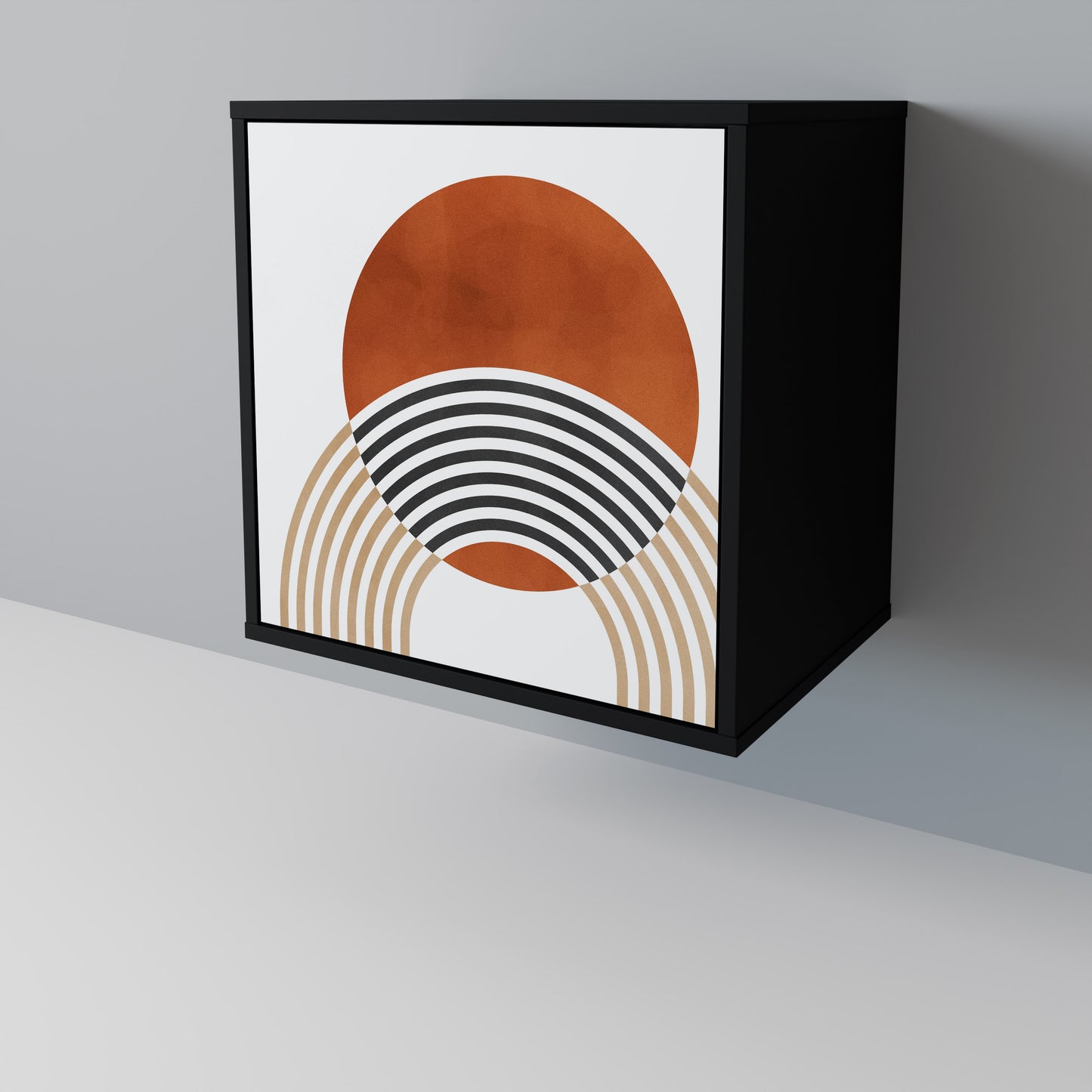 Credenza CIRCLE RHYTM a 1 anta con finitura nera