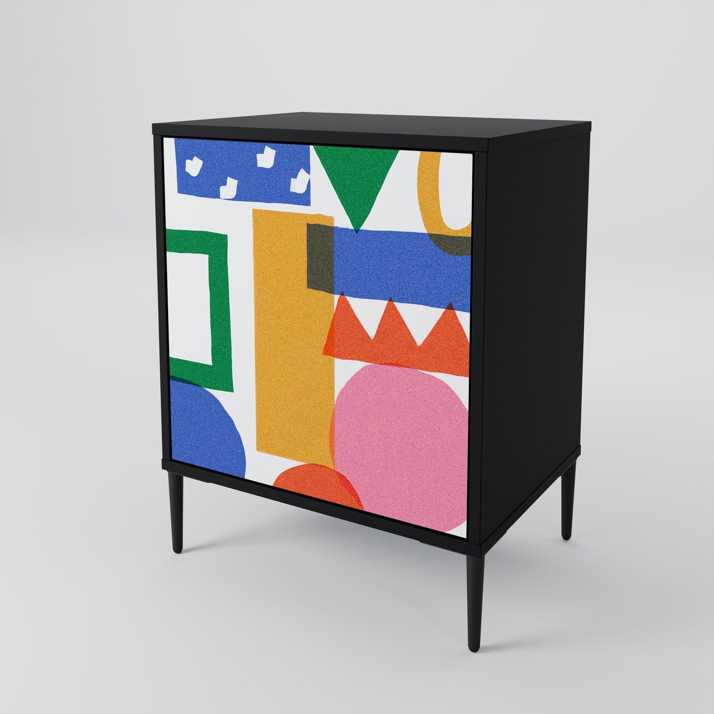 Credenza GEOMETRIC GLIMMER a 1 anta con finitura nera