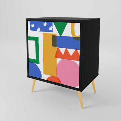 Credenza GEOMETRIC GLIMMER a 1 anta con finitura nera
