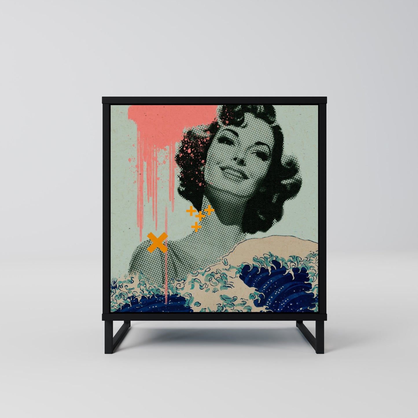 Credenza KANAGAWA BEAUTY a 1 anta con finitura nera