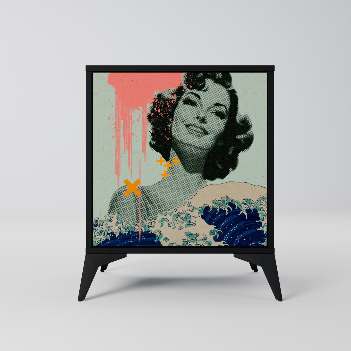 Credenza KANAGAWA BEAUTY a 1 anta con finitura nera