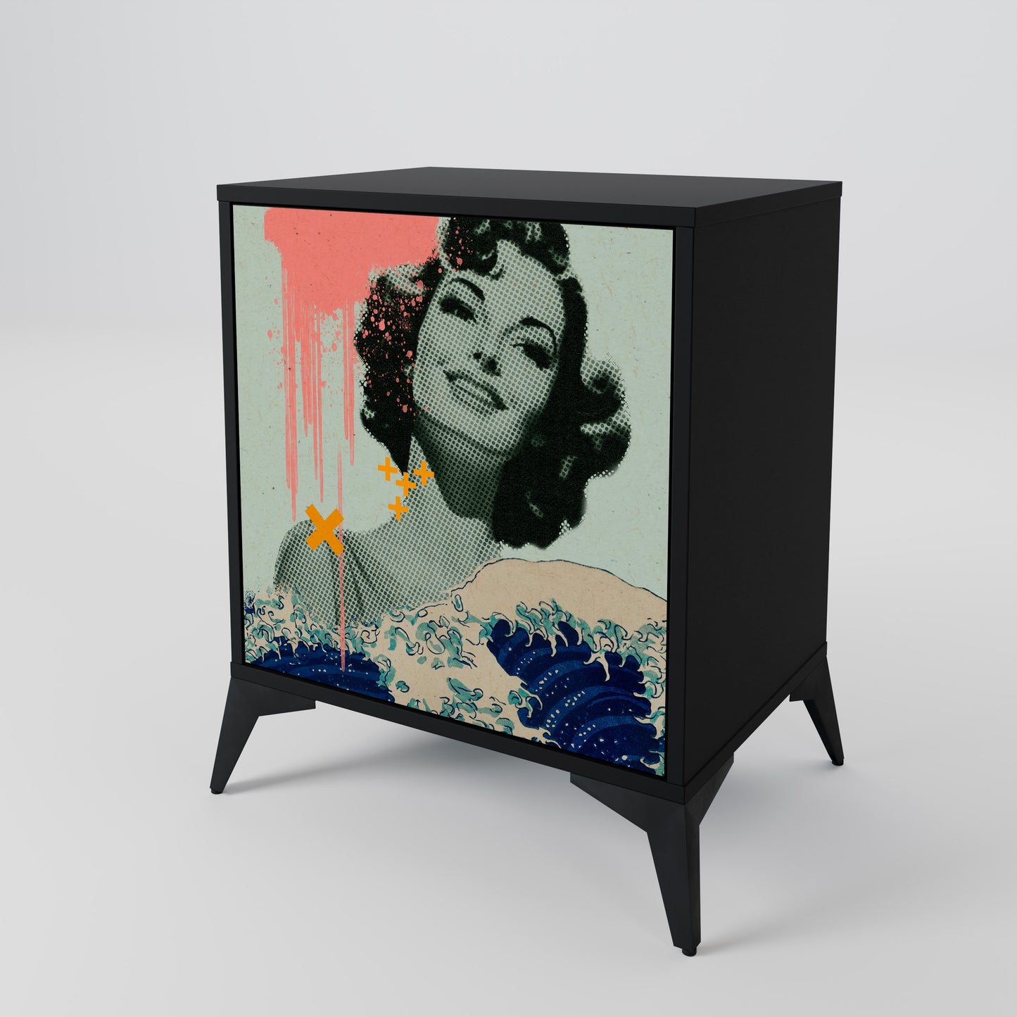 Credenza KANAGAWA BEAUTY a 1 anta con finitura nera