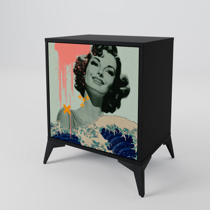 Credenza KANAGAWA BEAUTY a 1 anta con finitura nera
