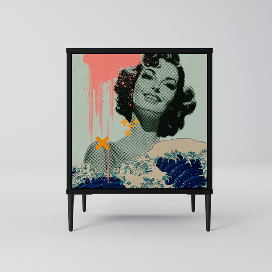 Credenza KANAGAWA BEAUTY a 1 anta con finitura nera