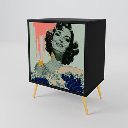 Credenza KANAGAWA BEAUTY a 1 anta con finitura nera