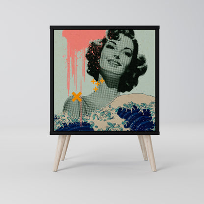 Credenza KANAGAWA BEAUTY a 1 anta con finitura nera