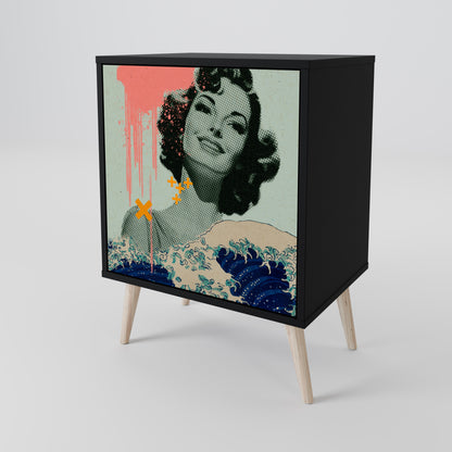 Credenza KANAGAWA BEAUTY a 1 anta con finitura nera