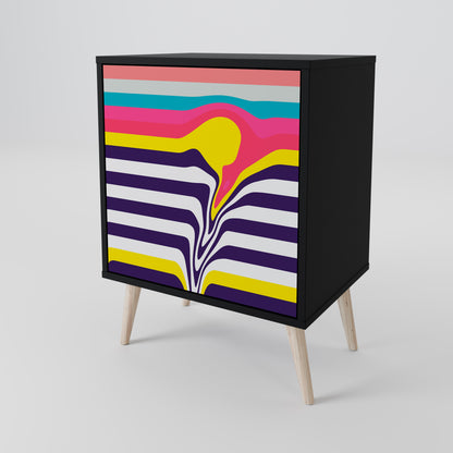 TONE COLLAPSE 1-Door Sideboard in Black Finish