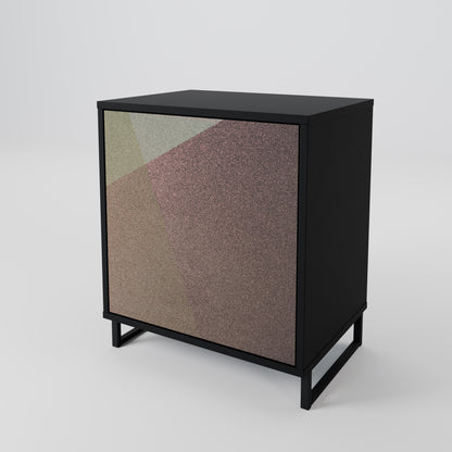 Credenza BEIGE GEOMETRY a 1 anta con finitura nera