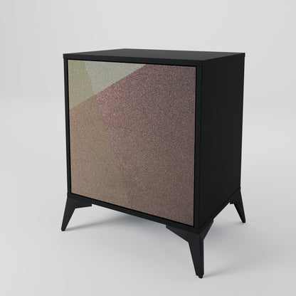 Credenza BEIGE GEOMETRY a 1 anta con finitura nera