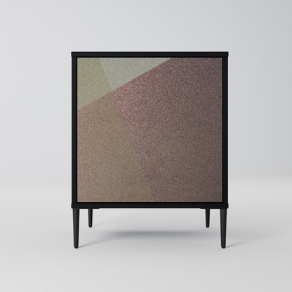 Credenza BEIGE GEOMETRY a 1 anta con finitura nera