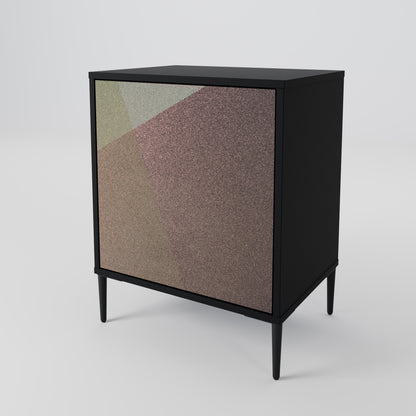 Credenza BEIGE GEOMETRY a 1 anta con finitura nera