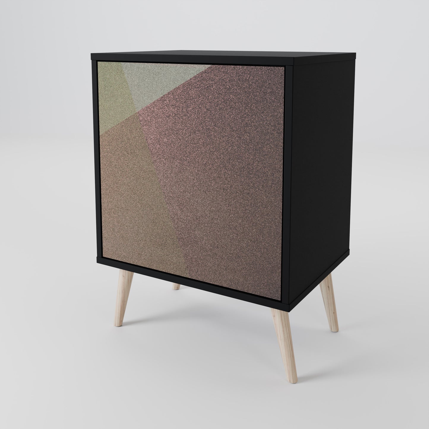 Credenza BEIGE GEOMETRY a 1 anta con finitura nera