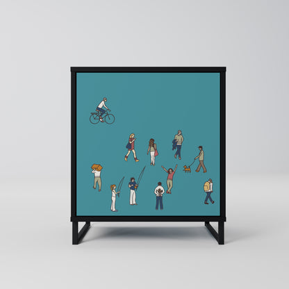 Credenza COLLECTIVE STREAM a 1 anta con finitura nera