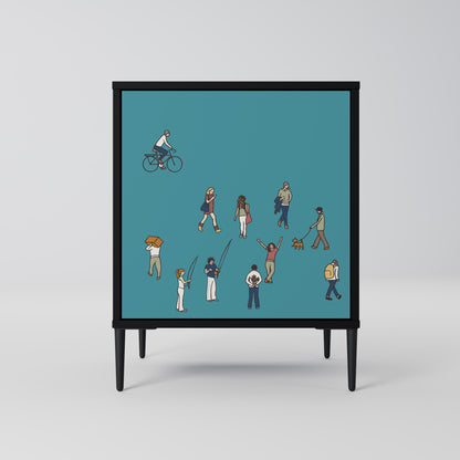 Credenza COLLECTIVE STREAM a 1 anta con finitura nera